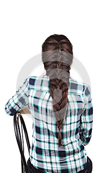 Long Brown Hair Braid. Back View.