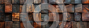 Long Brown Wooden Acoustic Panels Wall Texture Seamless Pattern on Wood Background Banner Panorama