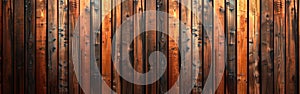 Long Brown Wooden Acoustic Panels Wall Texture Seamless Pattern on Wood Background Banner Panorama