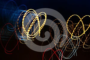 Long camera exposures of artificial light sources at night