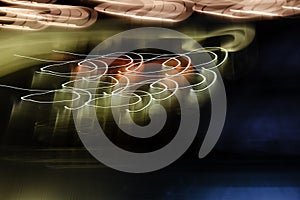 Long camera exposures of artificial light sources at night