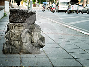 Long Chair Warrior Elephant Statue Style beside The Road