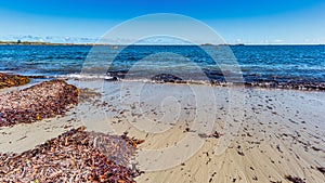 Long clean beaches and ferry to Penguin Island on the coast of Point Peron Rockingham