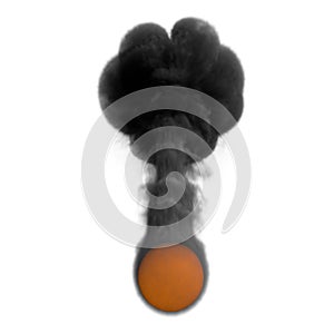 Long Cloud of Dark Smoke above an Orange Sphere