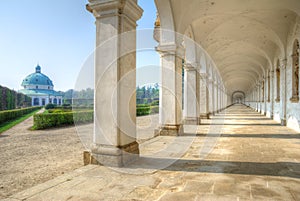 Long colonnade and baroque pavilion