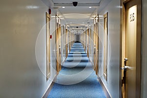 Long corridor in a hotel