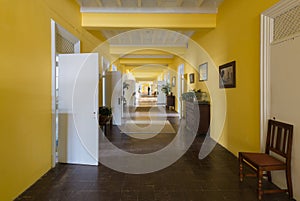 Long corridor inside Trans-Allegheny Lunatic Asylum