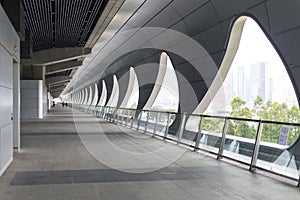 The long corridor at Kai Tak Cruise Terminal