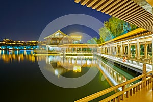 The Long Corridor by lakeside at night