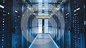 Modern Data Center Server Room Interior