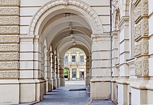 A long corridor between many columns