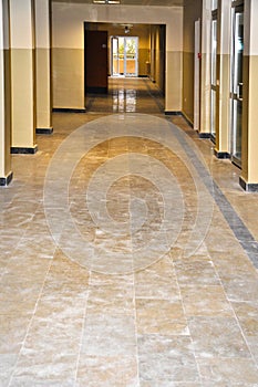Long corridor with marble surface