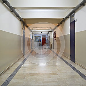 Long corridor with marble surface