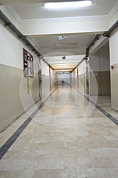 Long corridor with marble surface