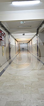 Long corridor with marble surface