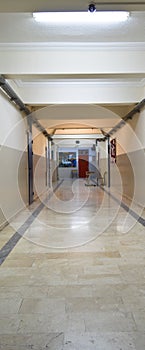 Long corridor with marble surface