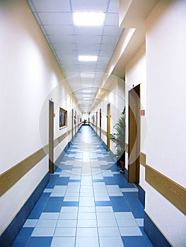 Long corridor at office centre