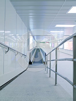 Long corridor and travelator