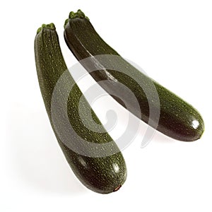 Long Courgette or Zucchini, cucurbita pepo against White Background