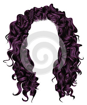 Long curly hairs purplecolors . beauty fashion style . wig . photo