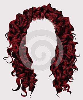 Long curly hairs rad colors . beauty fashion style wig .