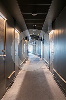 Image of Long dark corridor in a luxury hotel