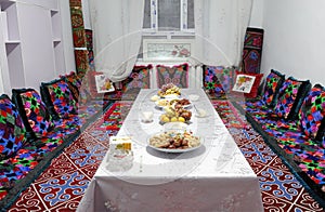 Long dining table of Xinjiang people, adobe rgb