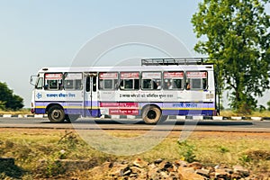 Long-distance Bus on the Jodhpur Highway in India