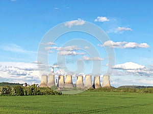 Long distance landscape of a coal fired power station