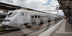 Long distance train in Linkoping Sweden
