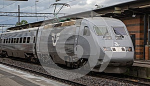 Long distance train in Linkoping Sweden
