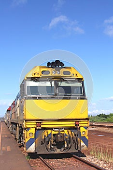 Long distance train for public transport in the Australian Outback, Australia