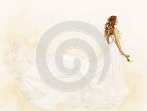 Long Dress, Woman Beauty Yellow Gown Flower, Fashion Clothes