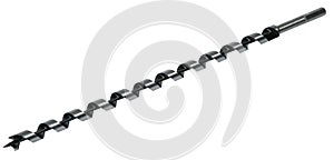 Long drill bit isolated on white background