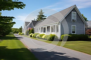 long driveway leading to a cape cod style house with side gable roof