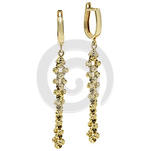 Long earrings chain in yellow gold English lock