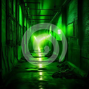 Long empty dark alley way - ai generated image