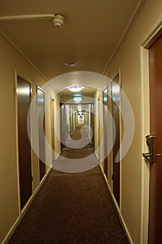 long corridor with doors photo