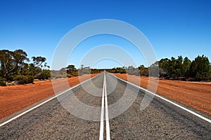 Long, empty road through the Australian outback