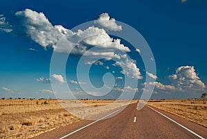 A long empty road in the Australian outback