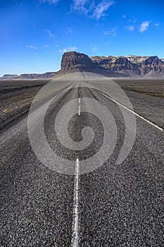 Long empty road with road trip landscape view