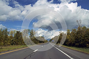 Long empty stretch of highway on route 87 new york