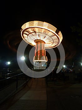Long Exposure of an Amusement Park Ride at Night