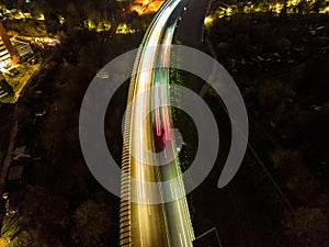 Long exposure of Autobahn 661 in Frankfurt East, Germany.