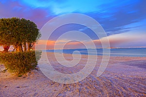 Long exposure with beautiful sunset and clouds taken at shuwaikh sea side in kuwait