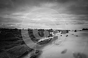 Long exposure black and white maritime landscape