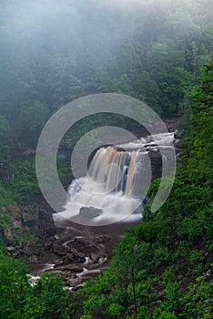 Long Exposure of Blackwater Falls - Foggy Waterfall - Blackwater Falls State Park - West Virginia