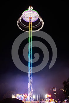 Long exposure of a carousel at night
