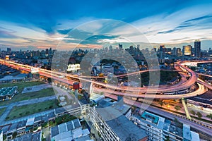 Long exposure of city highway overpass