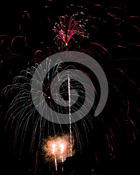 Long Exposure Fireworks on a Black Sky photo